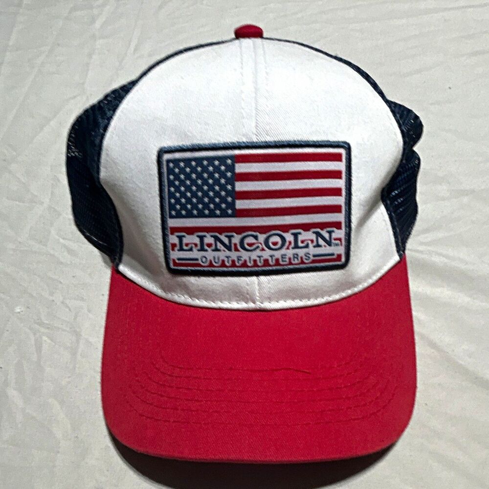 Lincoln Outfitters American Flag Trucker Hat Red White Blue Snapback Cap OSFM